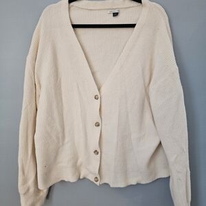 American Eagle Cream Oversized Cardigan Sweater